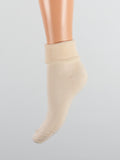 Taglio Laser Risvolto in Caldo Cotone – Donna, colore Beige - Yemega