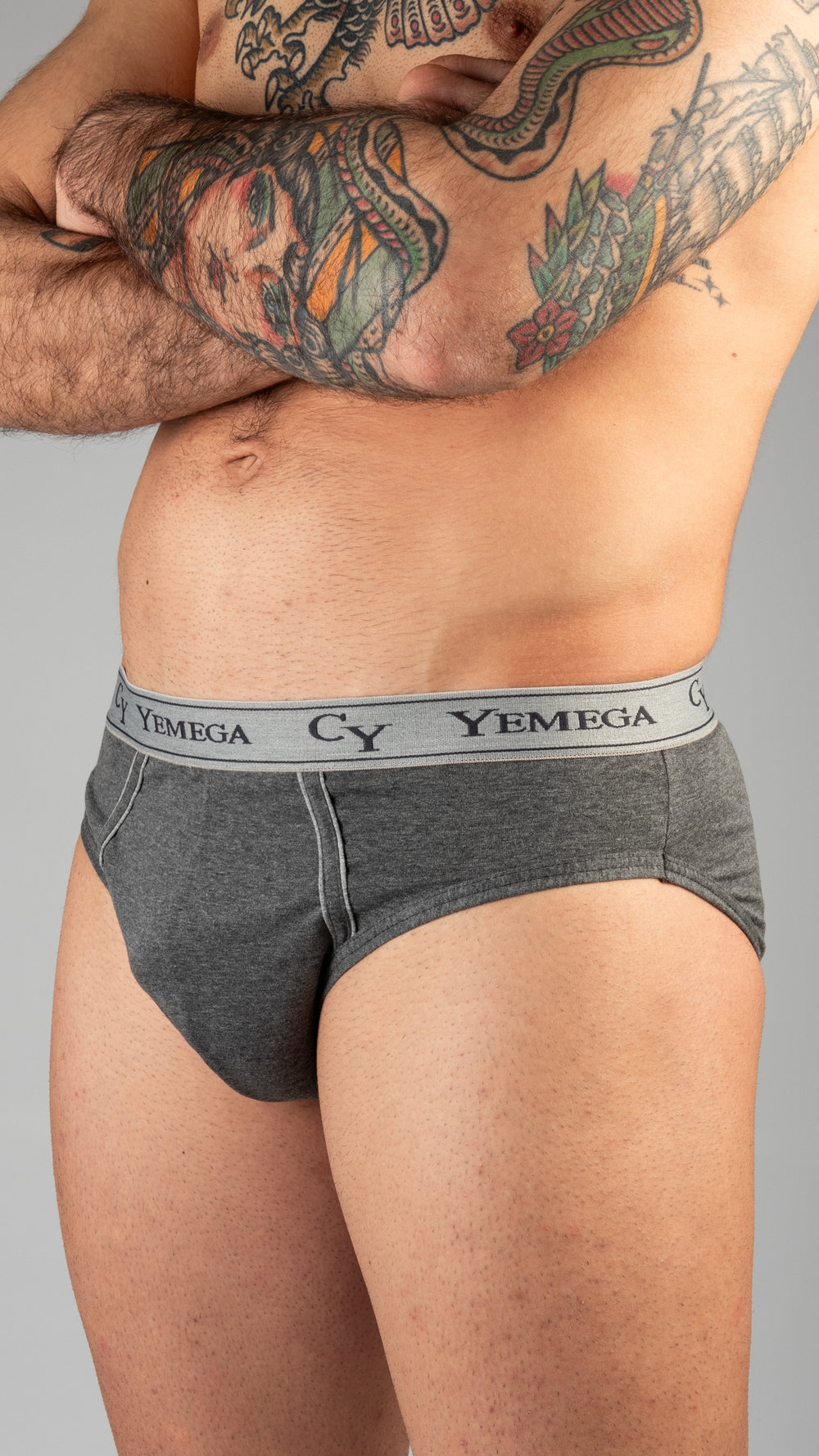 Elastico Logo – Slip Uomo in Cotone — Grigio