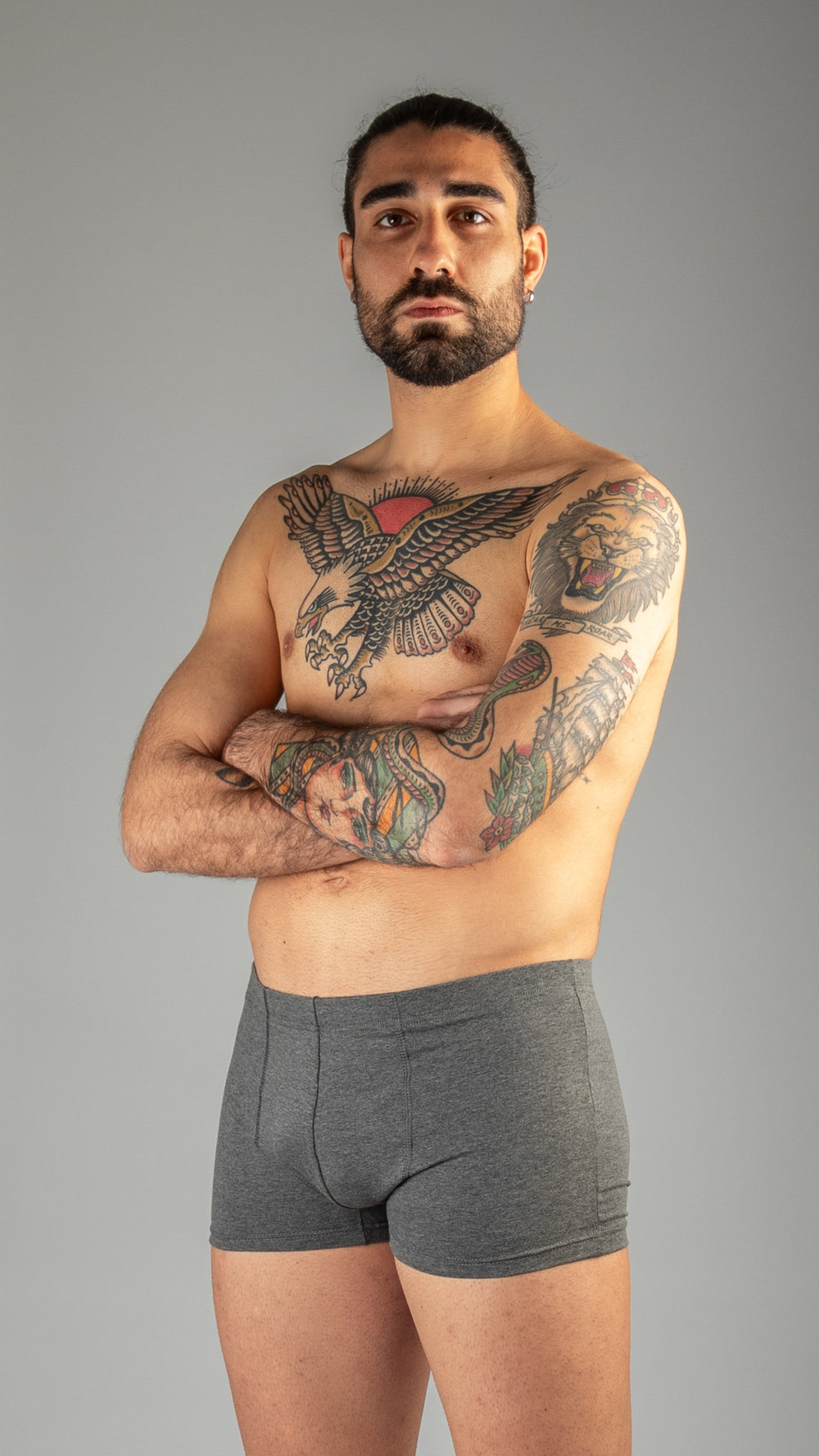 Elastico Interno – Boxer Uomo in Cotone — Grigio