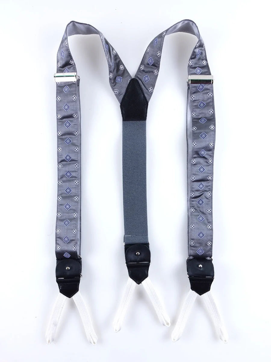 Bretelle a Y in seta in jacquard di seta grigio