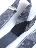 Bretelle a Y in seta in jacquard di seta grigio